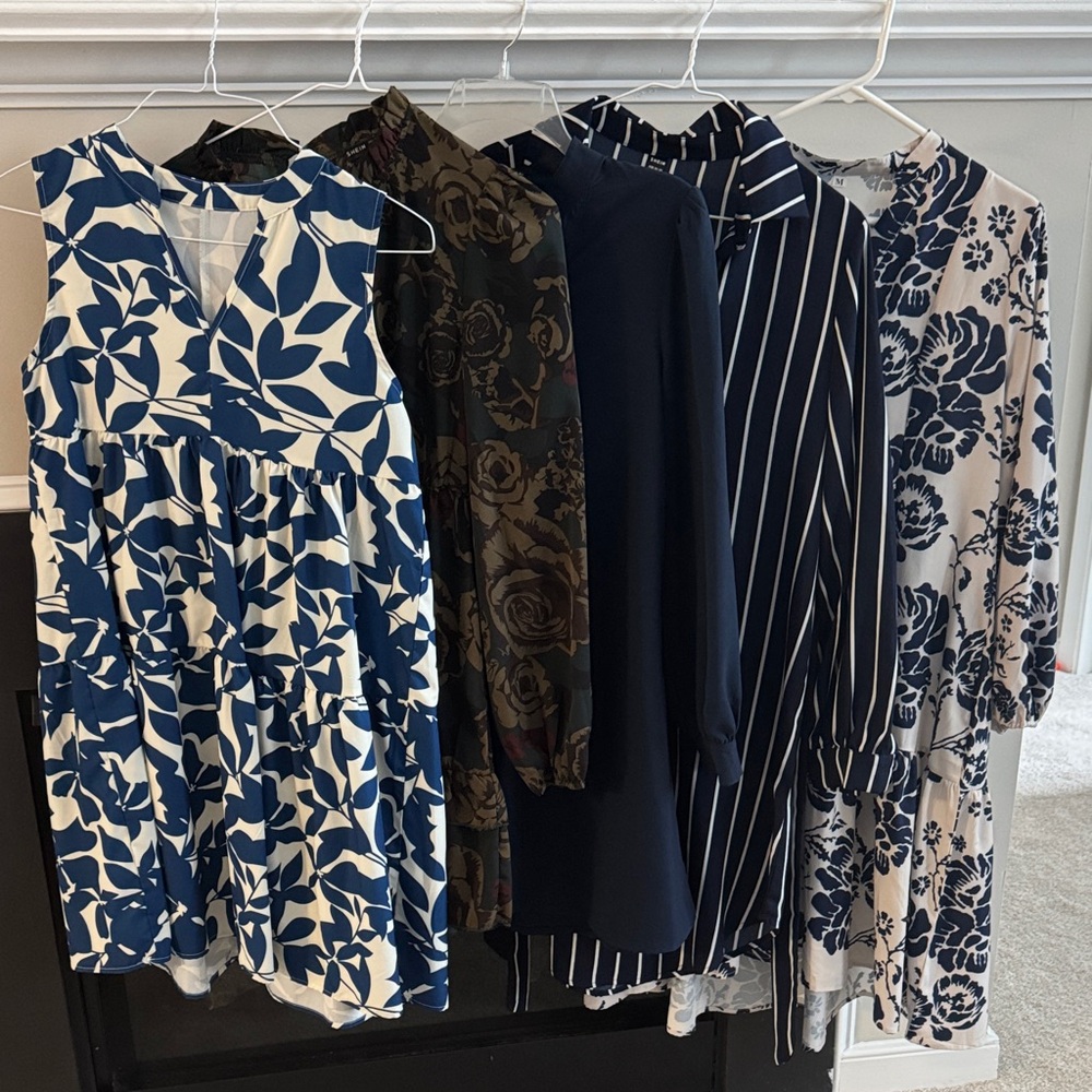 SHEIN Women's Midi Dresses - Blue and Black Collection